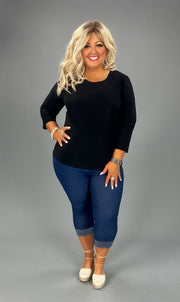 SALE!! 58 SQ-K {Chase The Good} Black Round Neck Top PLUS SIZE 1X 2X 3X