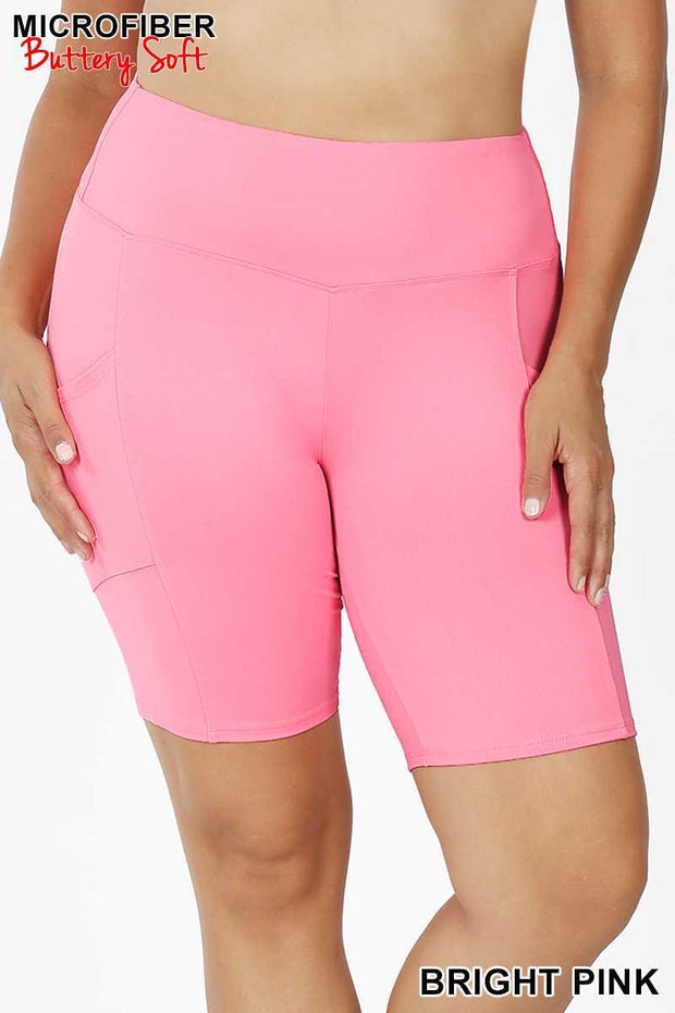 LEG-G {Get Inspired} Pink Bike Shorts w Pockets PLUS SIZE XL 2X 3X