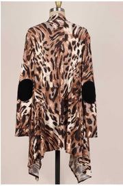 82  OT-B { Diva Style} Animal Print  Cardigan W/Sleeve Patches PLUS SIZE 1X 2X 3X