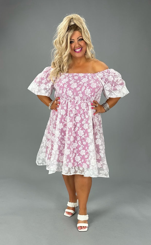 SALE!! 19 SD-A {Leave Them Stunned} White Floral Over Fuchsia Dress PLUS SIZE XL 2X 3X