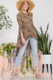 11 PQ-B {My Favorite Place} Leopard Hi/Low Tunic PLUS SIZE XL 2X 3X