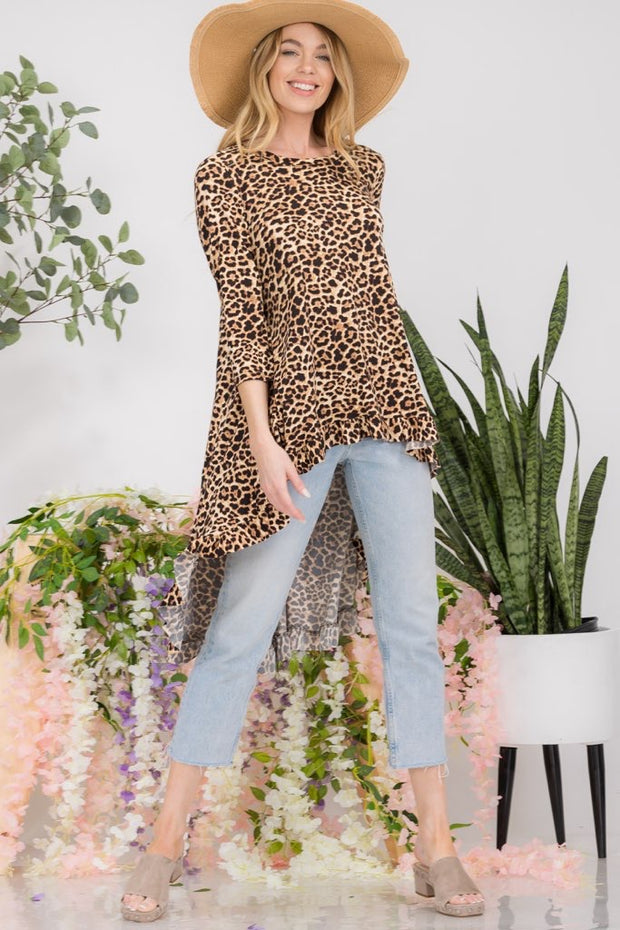 SALE!! 11 PQ-B {My Favorite Place} Leopard Hi/Low Tunic PLUS SIZE XL 2X 3X