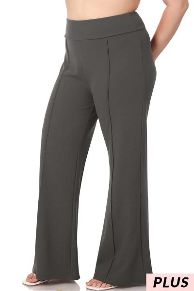 LEG-67 {Power To Change} Ash Grey Flared Leg Pants PLUS SIZE 1X 2X 3X