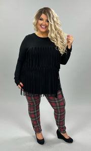 94 SLS-A {Midnight Party} Black Top W/Fringe PLUS SIZE 1X 2X 3X