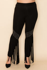 SALE!! BT-B {Get Their Attention} VOCAL Black Studded Leggings with Fringe PLUS SIZE XL 2X 3X