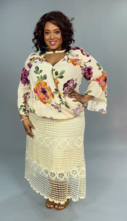 SALE!!  BT-B {Meet By Chance} Cream Skirt with Long Crochet Overlay PLUS SIZE