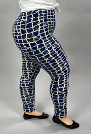 LEG-34 {Incredible Design} Navy Print Leggings  EXTENDED PLUS SIZE 3X/5X