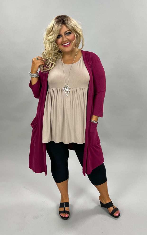 SALE!! OT-D {Free Falling} WINE Slouchy Pocket Cardigan