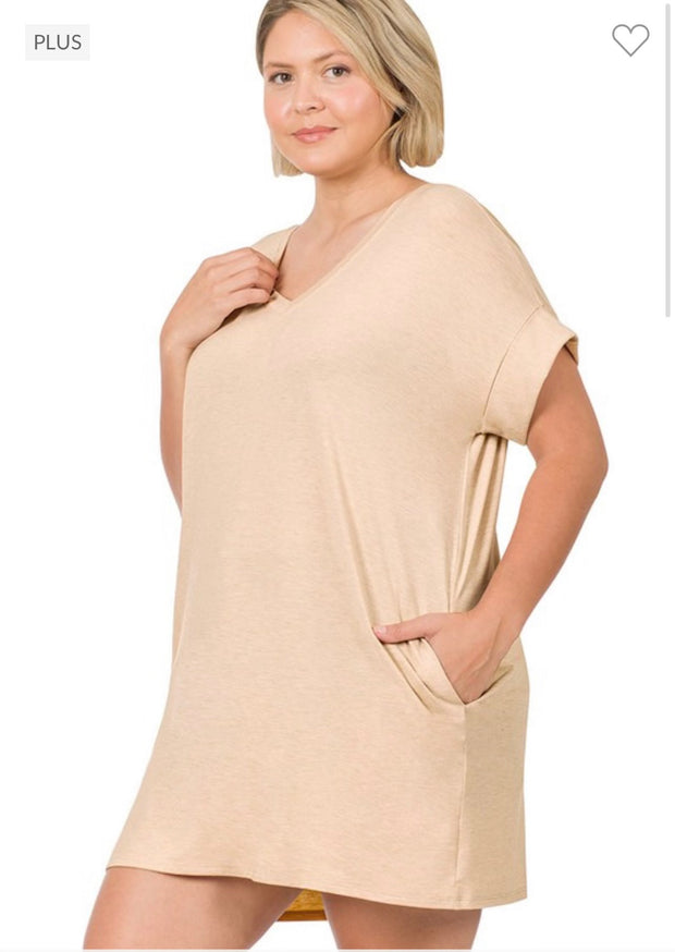 SALE! 45 SSS-E {Simple Ease} Heather Beige V-Neck Top PLUS SIZE 1X 2X 3X