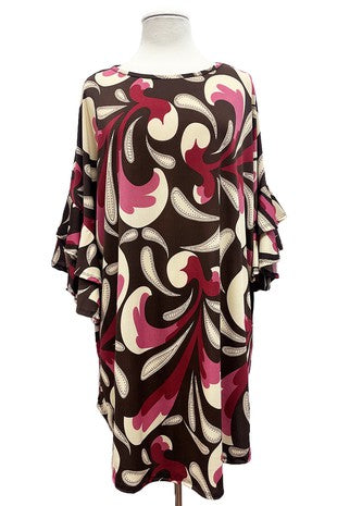 SALE!! 67 PSS {You Should Know} Brown/Mauve Paisley Print Tunic EXTENDED PLUS SIZE 3X 4X 5X