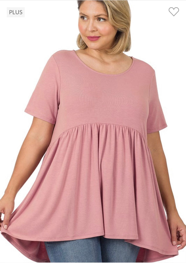 SALE!! 43 SSS-M {Feeling The Love} Light Rose  Babydoll Tunic PLUS SIZE 1X 2X 3X