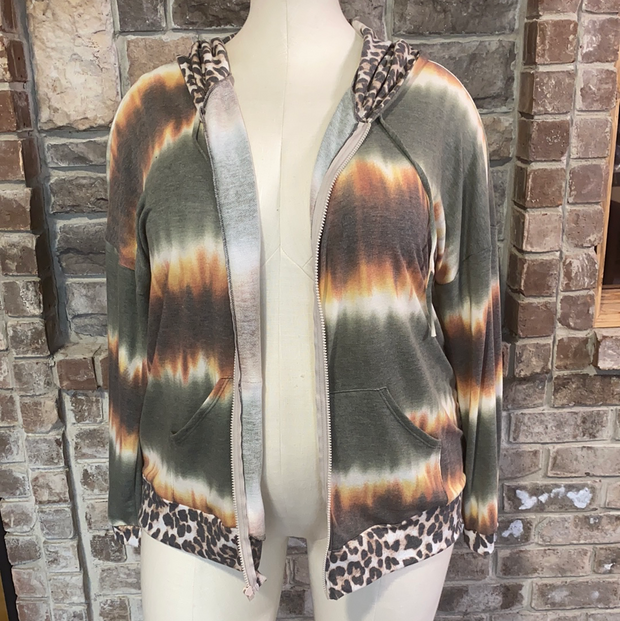 SALE! 26 OT-E {Under Your Skin}  Olive Leopard Contrast Jacket PLUS SIZE XL 2X 3X