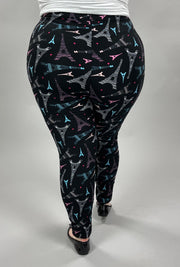 LEG-19 {Dreams of Paris} Eiffel Tower Printed Leggings EXTENDED PLUS SIZE 3X-5X