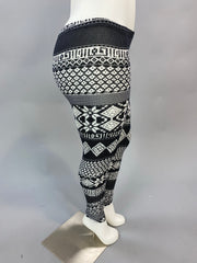 BT-99 Black/White Snowflake Print Leggings PLUS SIZE