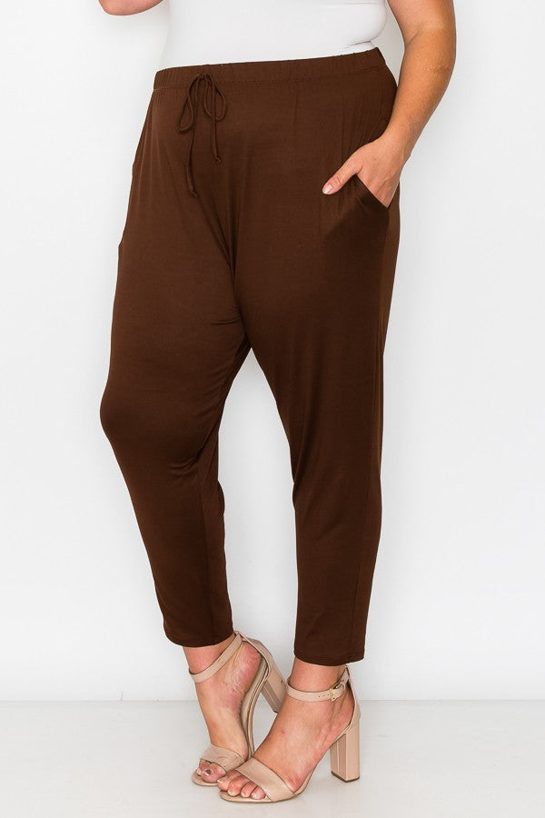 BT-M {Finding Common Ground} Brown Lounge Pants w/Pockets CURVY BRAND!!!  EXTENDED PLUS SIZE 3X 4X 5X 6X {May Size Down 1 Size}