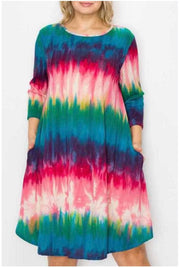 SALE!! 90 PQ-S {Day For Love} Magenta/Multi-Color Print Dress PLUS SIZE 1X 2X 3X