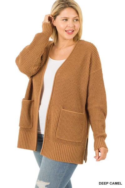 SALE!! 57 OT-E {Leading Lady} CAMEL Waffle Knit Cardigan PLUS SIZE 1X 2X 3X