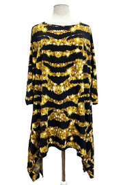 25 PQ {Happy State Of Mind} Gold/Black Print Top EXTENDED PLUS SIZE 3X 4X 5X