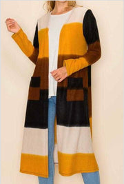 56 OT-A {Mountain Vista} Mustard/ Brown Duster Plus Size 1X 2X 3X