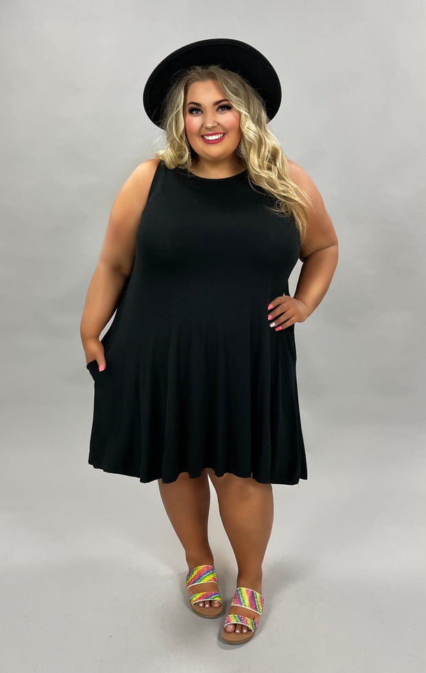 95 SV-A {Classy Touch} Black Sleeveless Dress PLUS SIZE 1X 2X 3X