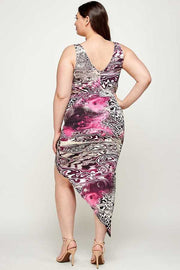 47 SV-A {Fluid Movements} Purple Print Dress PLUS SIZE 1X 2X 3X