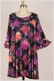 SALE!! 82 PQ-D {Solutions} PURPLE Print Tunic PLUS SIZE 1X 2X 3X