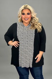 SALE!! 24 HD {Road Leads Home}Black/Ivory Maze Print Hoodie EXTENDED PLUS SIZE 4X 5X 6X