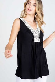 93 SV-I {Make Your Life Easy} Black Tunic w/Crochet PLUS SIZE XL 2X 3X