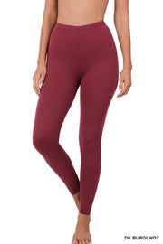 Leg-74 {Pursuit Of Comfort} Burgundy Full Length Leggings  EXTENDED PLUS SIZE 3X/5X