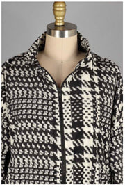 SALE! 26 OT-C {Smooth Moves}  Black White Printed Jacket PLUS SIZE XL 2X 3X