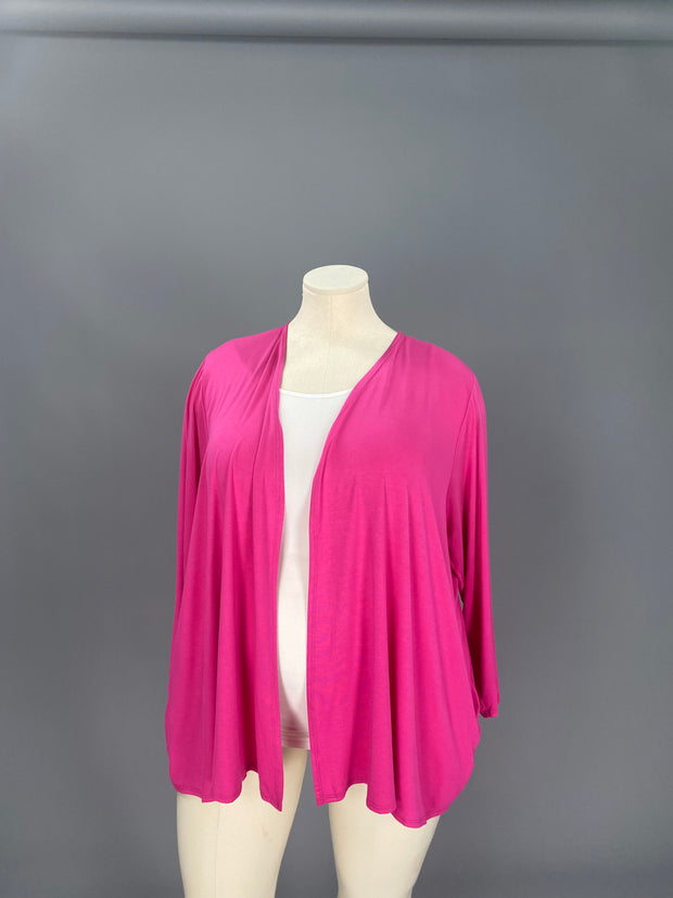 79 OT-A {All For You} FUCHSIA Long Sleeve Cardigan PLUS SIZE 1X 2X 3X 4X 5X 6X