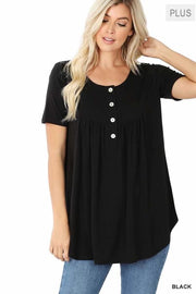 SALE!! 11 SSS-B {Right On Time} Black Short Sleeve Top PLUS SIZE 1X 2X 3X