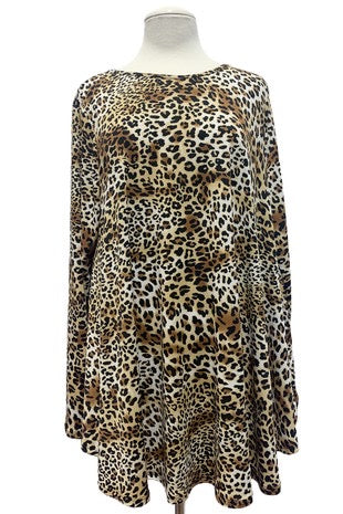 62 PLS-C  {Drawn To The Drama} Brown Leopard Print Top PLUS SIZE 1X 2X 3X