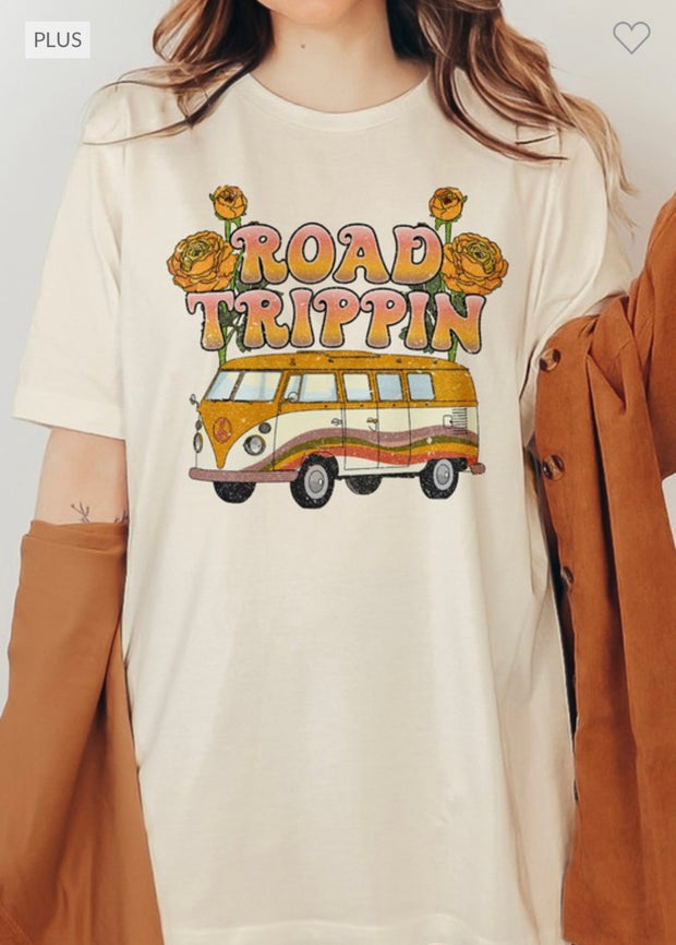 SALE!!  70 GT-M {Road Trippin} Cream Van Print Graphic Tee PLUS SIZE XL 2X