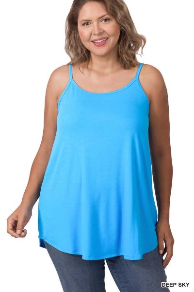 55 SV-G {Aim For Comfort}Deep Sky Blue Tank PLUS SIZE XL 2X 3X