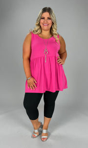 SALE!!  78 SV-B {Never Better} Fuchsia Sleeveless Babydoll Top PLUS SIZE 1X 2X 3X