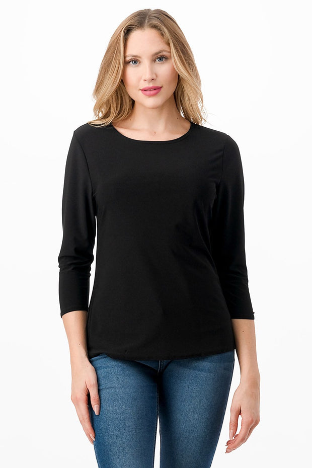 SALE!! 58 SQ-K {Chase The Good} Black Round Neck Top PLUS SIZE 1X 2X 3X