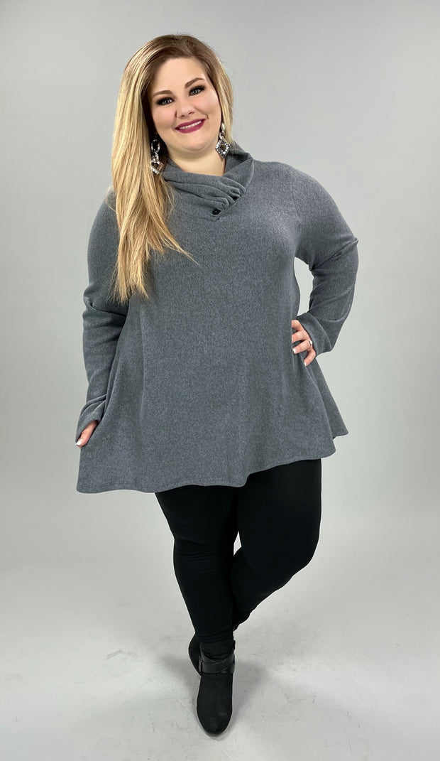 SALE!! 36 SD-A {Got My Attention} Gray Neck Detail Top PLUS SIZE 1X 2X 3X