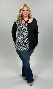 36 CP-G {Wild Night} Black/Gray Criss-Cross Top PLUS SIZE 1X 2X 3X