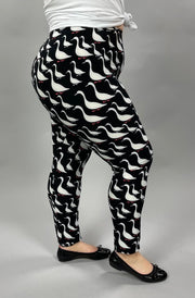 LEG-88 {Bye Bye Birdie} Black Bird Print Leggings  EXTENDED PLUS SIZE 3X/5X