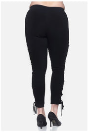 SALE!! BT-N  {Seeking Attention}  Black Lace Up Straight Leg Pants PLUS SIZE 1X 2X 3X