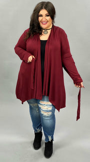 41 OT-G {One Perspective} Burgundy Tie Front Cardigan PLUS SIZE XL 2X 3X