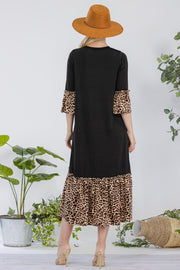 SALE!! LD-B {Holding My Own} Black Leopard Print Maxi Dress PLUS SIZE XL 2X 3X