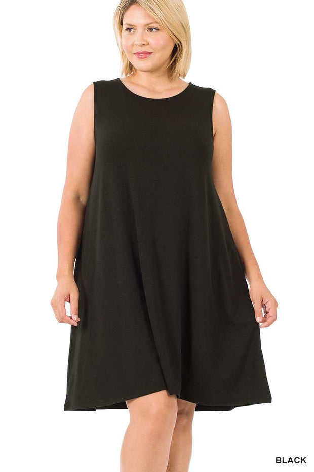 SALE!! 24 SV-P {Simply Charming} Black Sleeveless Dress PLUS SIZE 1X 2X 3X