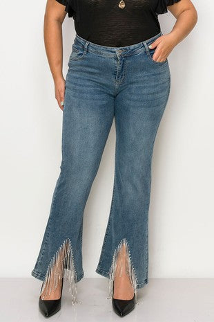 SALE!! LEG-V {Vocal V Bling} Blue Denim Jeans w/Rhinestones PLUS SIZE XL 2X 3X