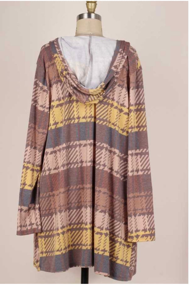 SALE!! 35 OT-D {Piece Of Pie} Taupe Tiered Cardigan W/Hood PLUS SIZE 1X 2X 3X