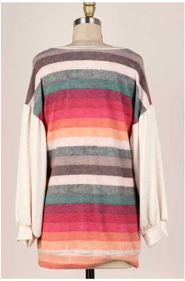 SALE! 22 CP-F {No One Knows}  Multicolor Striped Tunic PLUS SIZE XL 2X 3X