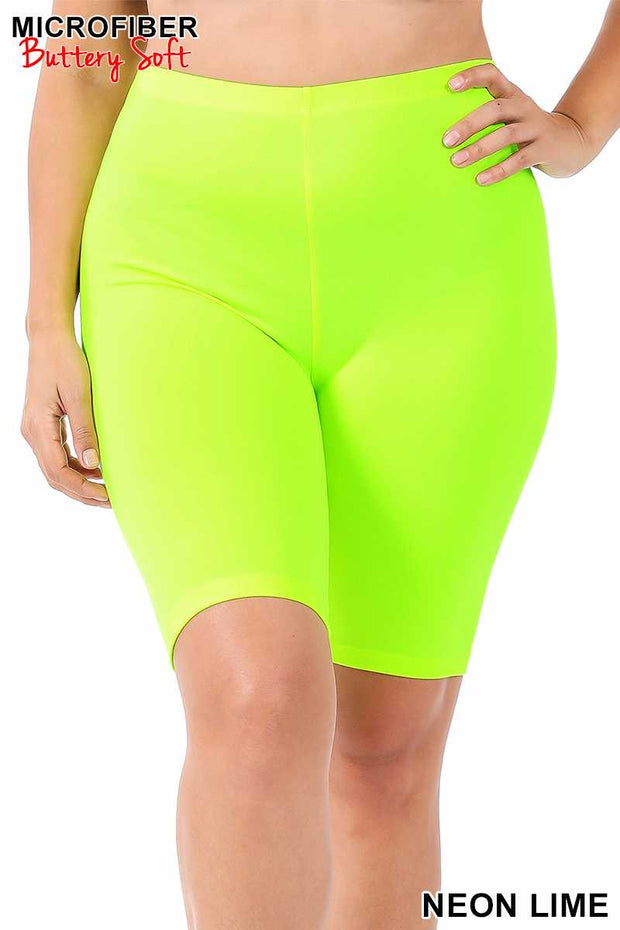 BT {Adventure Unlimited} Neon Lime Biker Shorts PLUS SIZE 1X 2X 3X