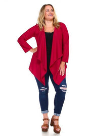 22 OT-B   {Playful Playlist} Magenta Cardigan PLUS SIZE XL 2X 3X