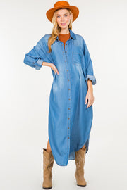 SALE!! LD-A {Sweet Whispers} Chambray Button Up Dress PLUS SIZE 1X 2X 3X